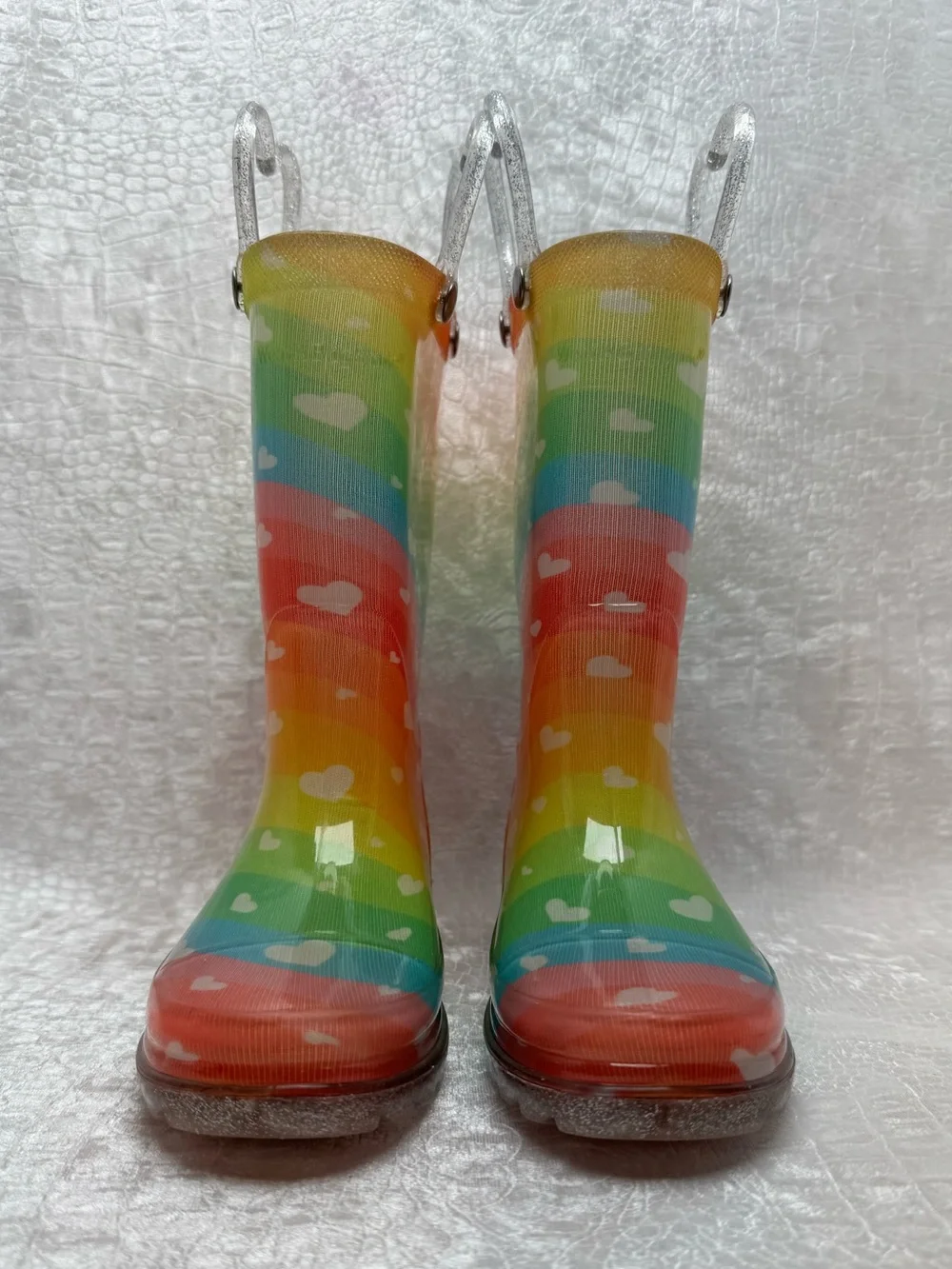 Western Chief Heart Waves Multi Color Lighted Rain Boots, infant sz 6